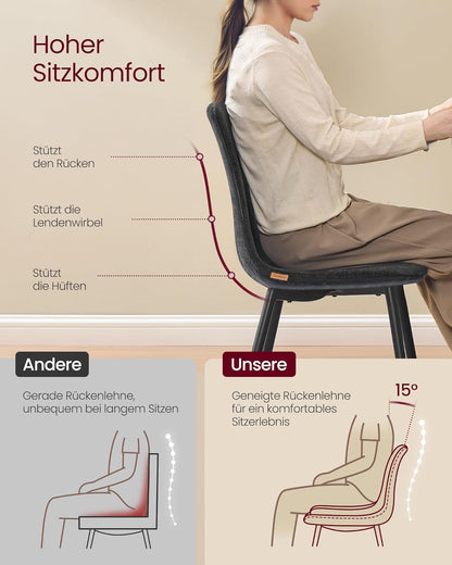 Καρέκλες Τραπεζαρίας Σετ 4 τεμ Καρέκλα Κουζίνας Ύφασμα Σενίλ PU πλάτη Γκρί KD-C188G01