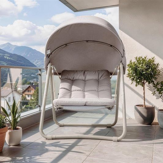 Κρεμαστή Κούνια Κήπου Αιώρα Με Τέντα Κουνιστή Εργονομική Πολυθρόνα Φωλιά με Χοντρό Μαξιλάρι B0-GWDLH5KQ