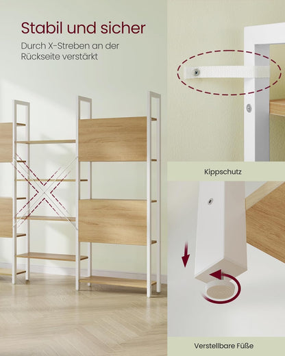 Μεγάλη Βιβλιοθήκη Ράφι για Σαλόνι Γραφείο Λευκή με Δρυς LL-S107YA01