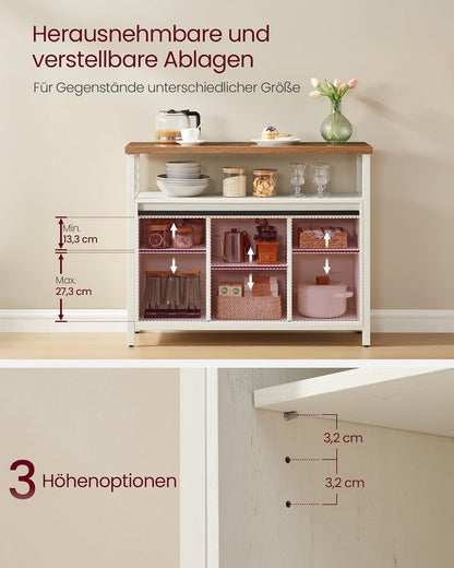 Έπιπλο Εισόδου Μπουφές Κονσόλα Βοηθητικό Κουζίνας με 2 Συρόμενες Πόρτες 33 x 100 x 80 εκ Λευκό με Μελί LS-C092W01