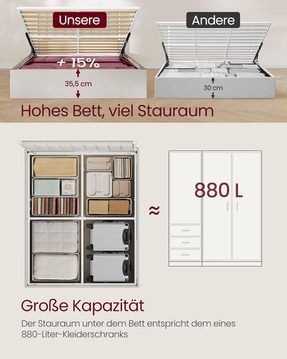 Σκελετός Διπλού Κρεβατιού με αποθηκευτικό Χώρο Κρεβάτι 160x200 εκ με Υδραυλικό σύστημα ανύψωσης RM-B615LH01