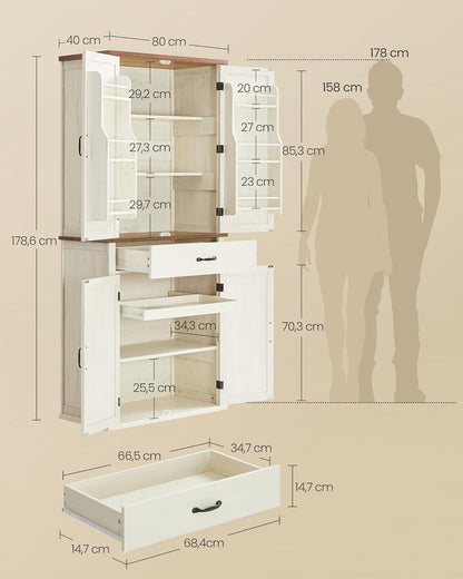 Ντουλάπι Κουζίνας Πολυχρηστικό Βοηθητικό Ράφι Κουζίνας Ντουλάπι Τραπεζαρία Vintage Λευκό BB-K364W02