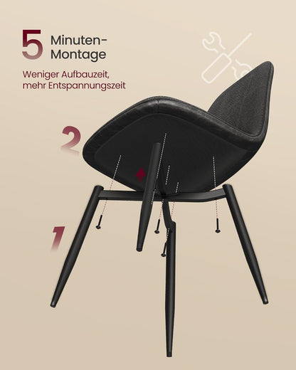 Καρέκλες Τραπεζαρίας Σετ 4 τεμ Καρέκλα Κουζίνας Ύφασμα Σενίλ PU πλάτη Γκρί KD-C188G01