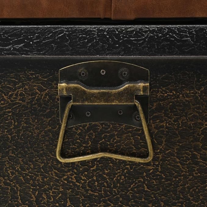 Παγκάκι Μπαούλο Εισόδου από Μασίφ Ξύλο Σκαμπό 80,5 x 41 x 50 εκ. Βοηθητικό Κάθισμα από Δερματίνη 1245768