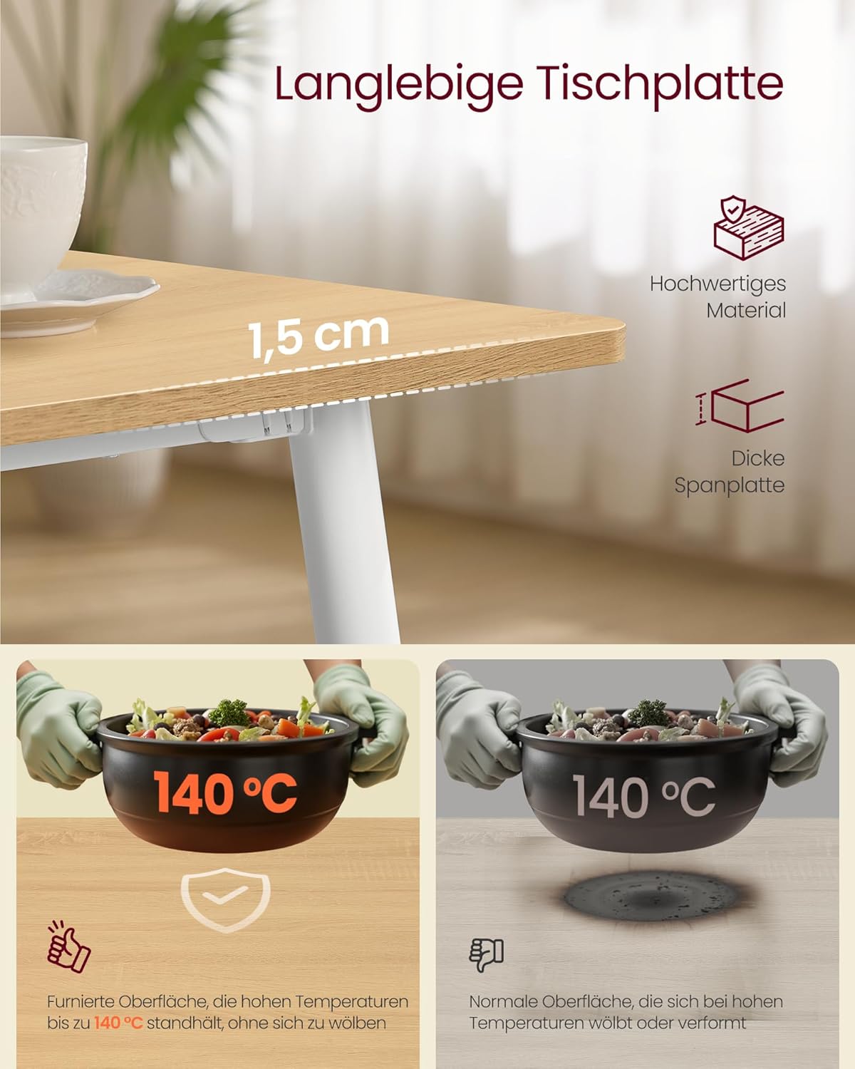 Τραπέζι Κουζίνας Τραπεζαρίας Επεκτεινόμενη Επιφάνεια Δρυς με Λευκό KD-T100YA02