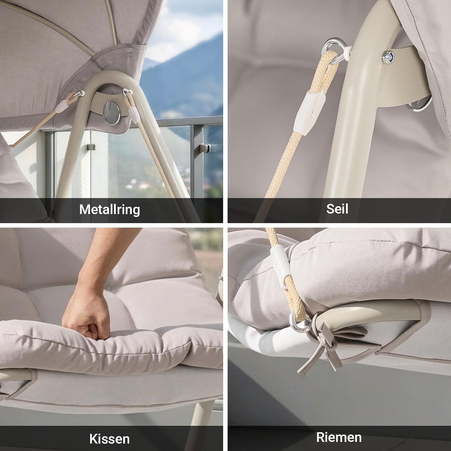 Κρεμαστή Κούνια Κήπου Αιώρα Με Τέντα Κουνιστή Εργονομική Πολυθρόνα Φωλιά με Χοντρό Μαξιλάρι B0-GWDLH5KQ