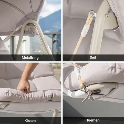 Κρεμαστή Κούνια Κήπου Αιώρα Με Τέντα Κουνιστή Εργονομική Πολυθρόνα Φωλιά με Χοντρό Μαξιλάρι B0-GWDLH5KQ