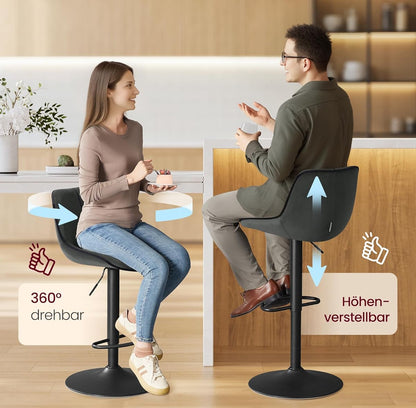 Σκαμπό για Πάσο Κουζίνας Σετ 2 τεμ Εργονομικό Κάθισμα Νησίδας Μπαρ Ρυθμιζόμενο Ύψος 63-84 εκ Μεγάλη Σταθερή Βάση Ανθρακί LJ-B188G01