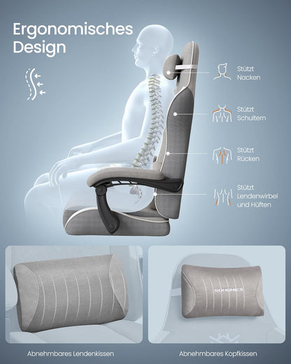 Καρέκλες Γραφείου Καρέκλα Υπολογιστή Gaming με Προσκέφαλο και Υποπόδιο Γκρί  OB-G079G01