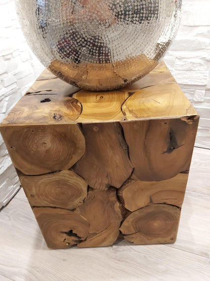 Beistelltisch Wohnzimmertisch Hocker Massiv Teakholz Fußhocker Tisch 1243472