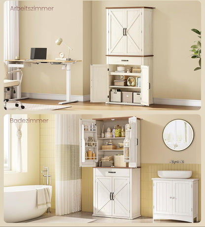 Ντουλάπι Κουζίνας Πολυχρηστικό Βοηθητικό Ράφι Κουζίνας Ντουλάπι Τραπεζαρία Vintage Λευκό BB-K364W02