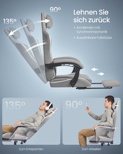 Καρέκλες Γραφείου Καρέκλα Υπολογιστή Gaming με Προσκέφαλο και Υποπόδιο Γκρί  OB-G079G01