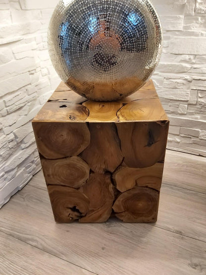 Beistelltisch Wohnzimmertisch Hocker Massiv Teakholz Fußhocker Tisch 1243472