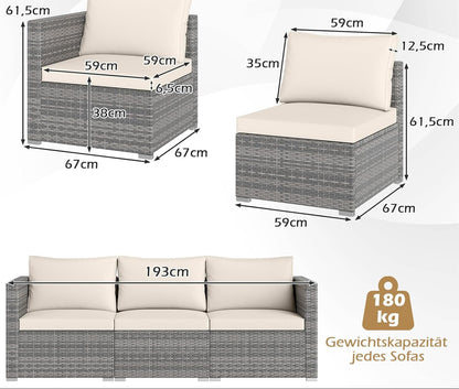 Σετ Καναπέ Κήπου Πολυμορφικός με PE Rattan & Μαξιλάρια – Ανθεκτικό για Εξωτερική Χρήση B0-GQ37YR5K