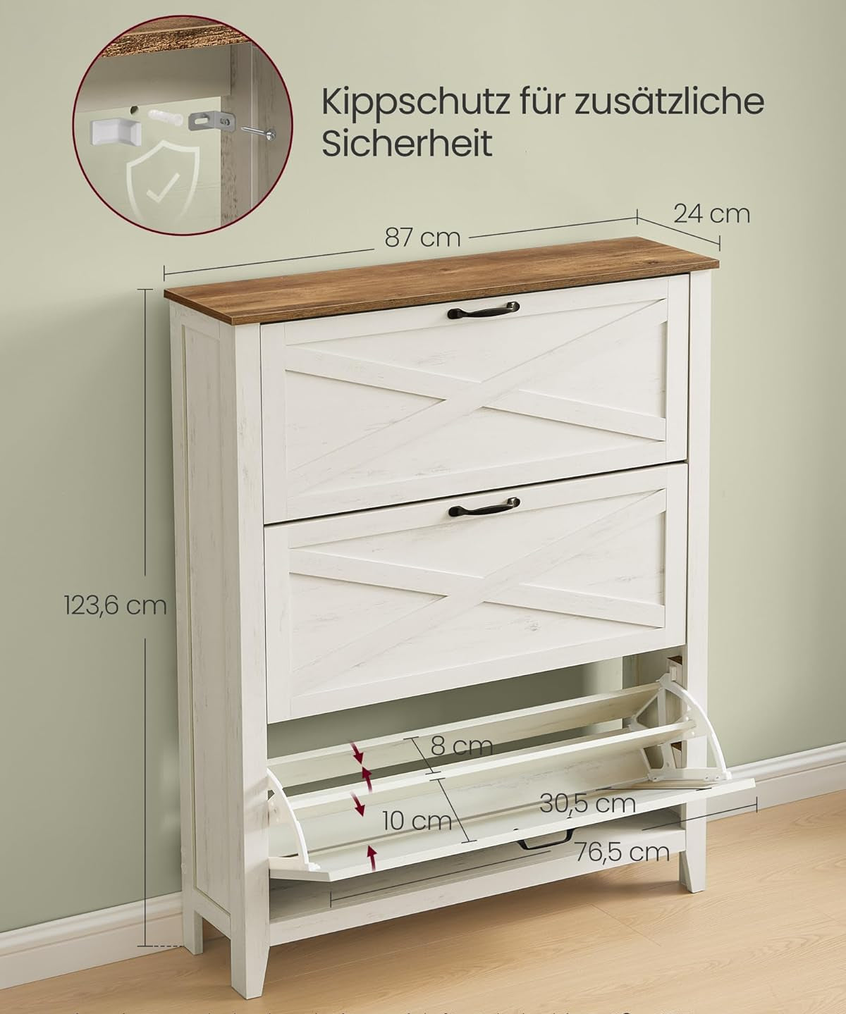 Παπουτσοθήκη για είσοδο για 18-24 ζευγάρια παπούτσια Έπιπλο Εισόδου Vintage Λευκό HS-C301W02