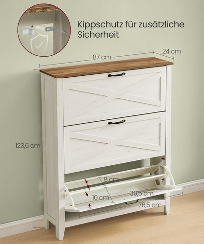 Παπουτσοθήκη για είσοδο για 18-24 ζευγάρια παπούτσια Έπιπλο Εισόδου Vintage Λευκό HS-C301W02