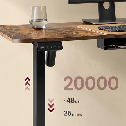 Γωνιακό Ηλεκτρικό Γραφείο Ρυθμιζόμενου Ύψους 160x140x60 Καφέ με Πρίζες USB Θύρες και Ρόδες LS-D264K01