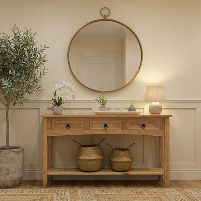 Τραπέζι Κονσόλα Εισόδου Βοηθητικό Τραπέζι Μασίφ Ξύλο Πεύκο 114x34,5x73 εκ.  14005666