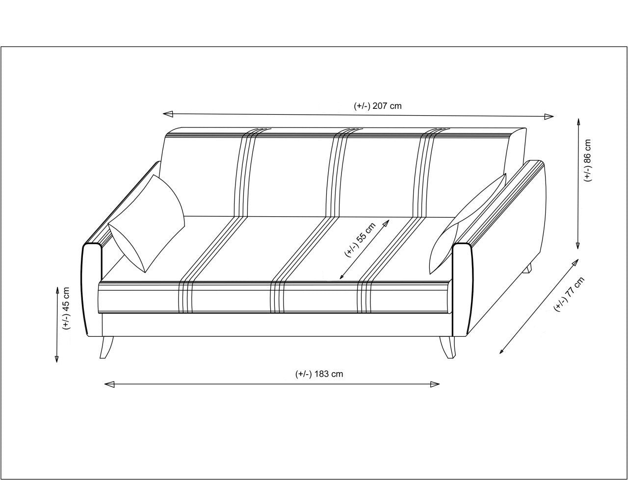 Καναπές Κρεβάτι 3 θέσιος Μπεζ Υφασμάτινος 730MST1210