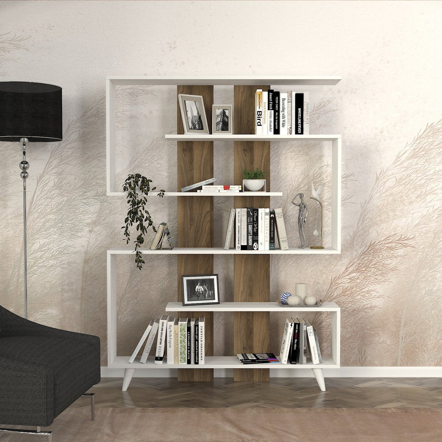 Βιβλιοθήκη 120 × 20 × 162 εκ. Λευκό Καρυδί GR745DCD3613