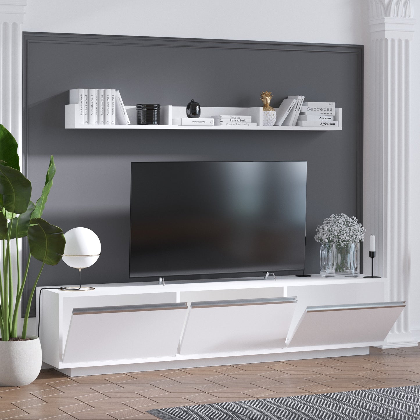 Έπιπλο Τηλεόρασης TV Βάση Σύνθεση Λευκό | 746JUG3003