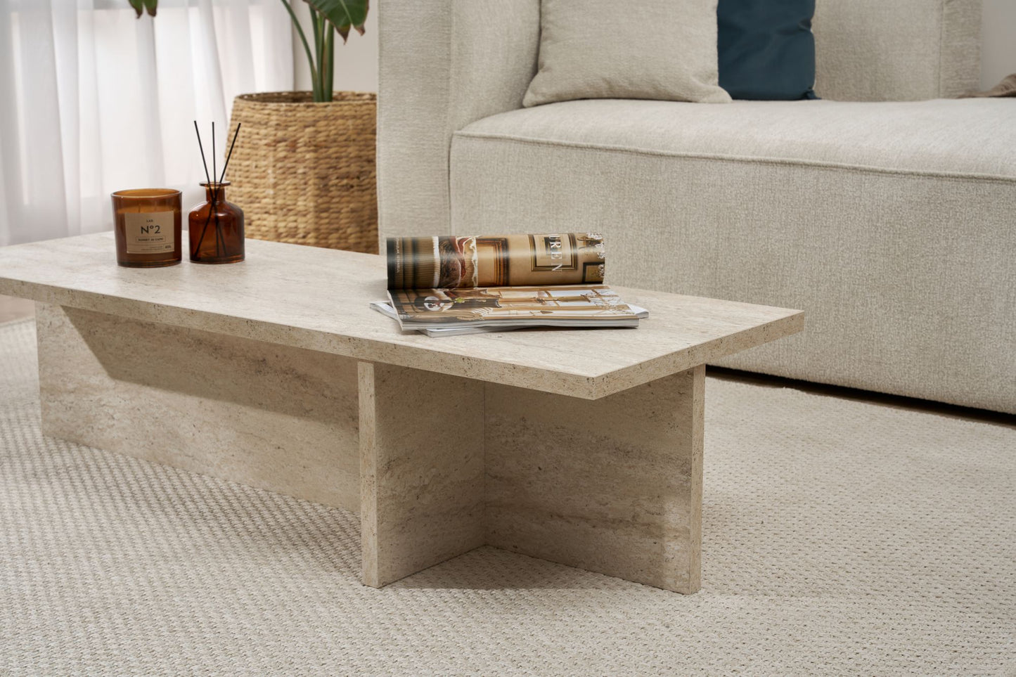 Τραπεζάκι Σαλονιού Travertine 120 x 45 x 30 εκ GR746NRD1103