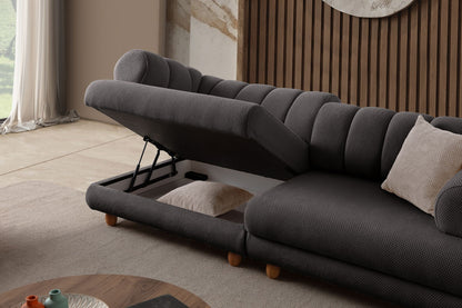 Τριθέσιος Καναπές σε χρώμα Ανθρακί, 752EST1155.