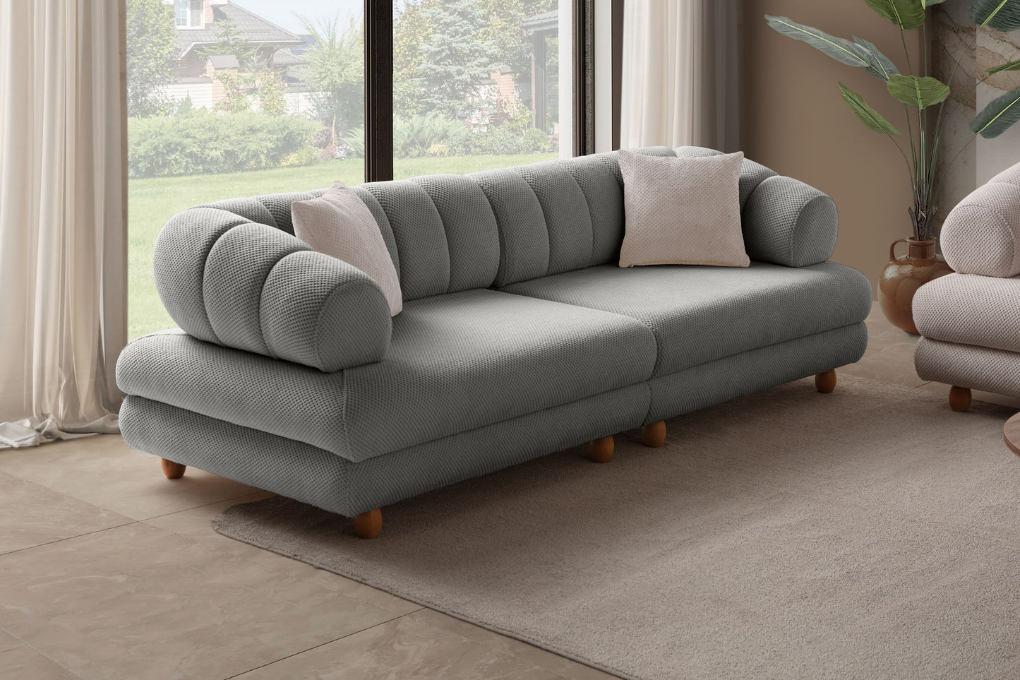 Τριθέσιος Καναπές σε χρώμα Γκρι, 752EST1157.