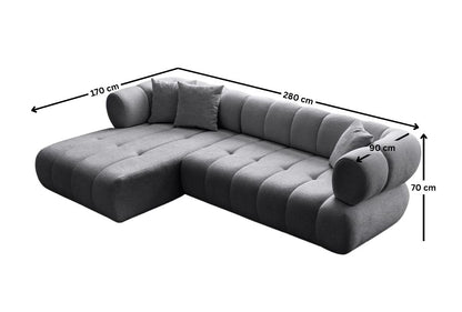 Μπουκλέ Γκρί Γωνιακός Καναπές Σαλονιού Άνετος Αλέκιαστος με 3 Μαξιλάρια έξτρα 752EST1325