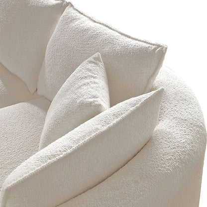 Εκρού Μπουκλέ Γωνιακός Καναπές Σαλονιού Αλέκιαστος με 7 Μαξιλάρια 752EST1342