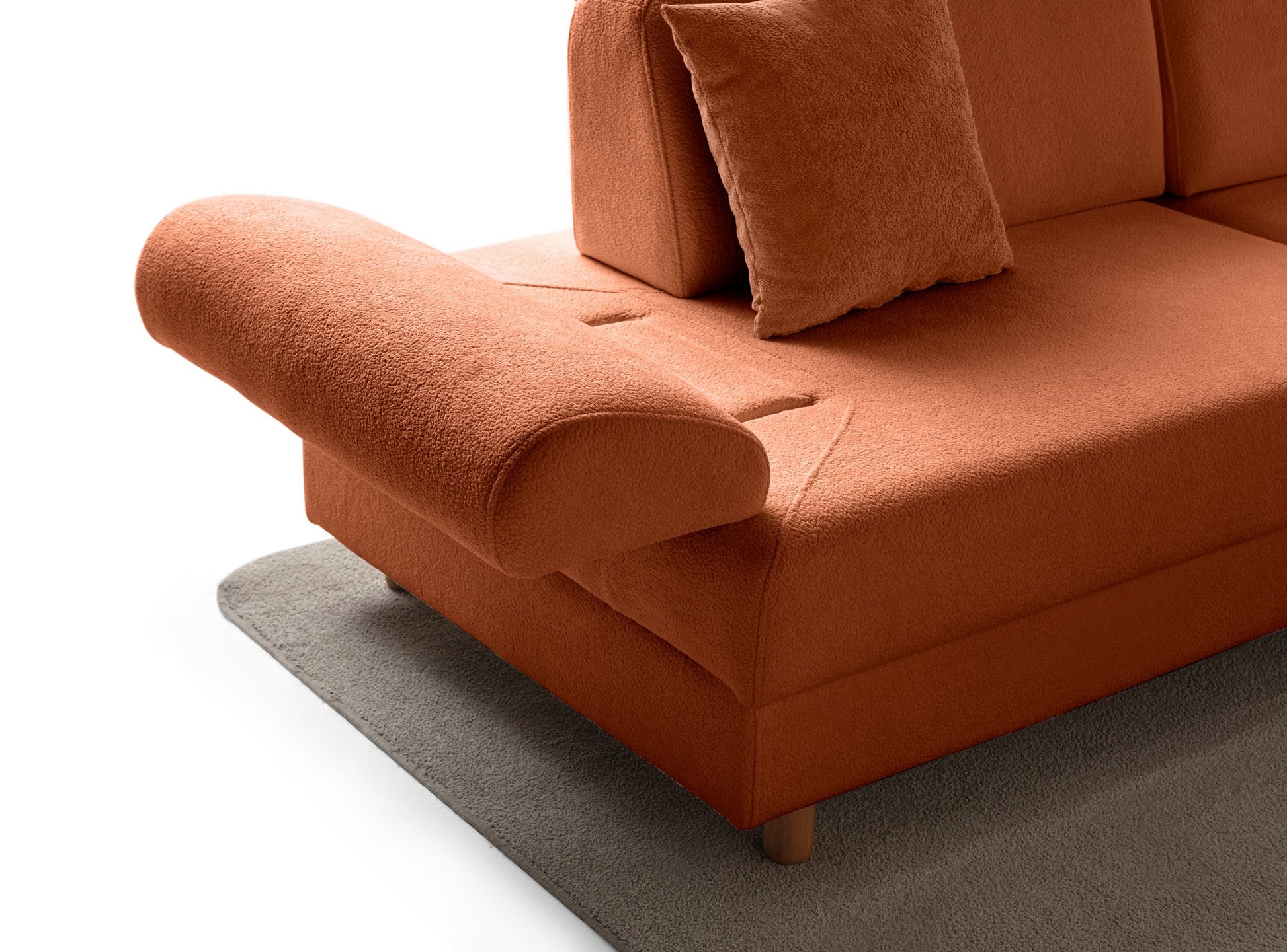 Γωνιακός Καναπές-Κρεβάτι σε χρώμα Πορτοκαλί, 752EST1432.