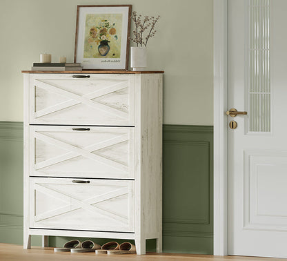 Παπουτσοθήκη για είσοδο για 18-24 ζευγάρια παπούτσια Έπιπλο Εισόδου Vintage Λευκό HS-C301W02