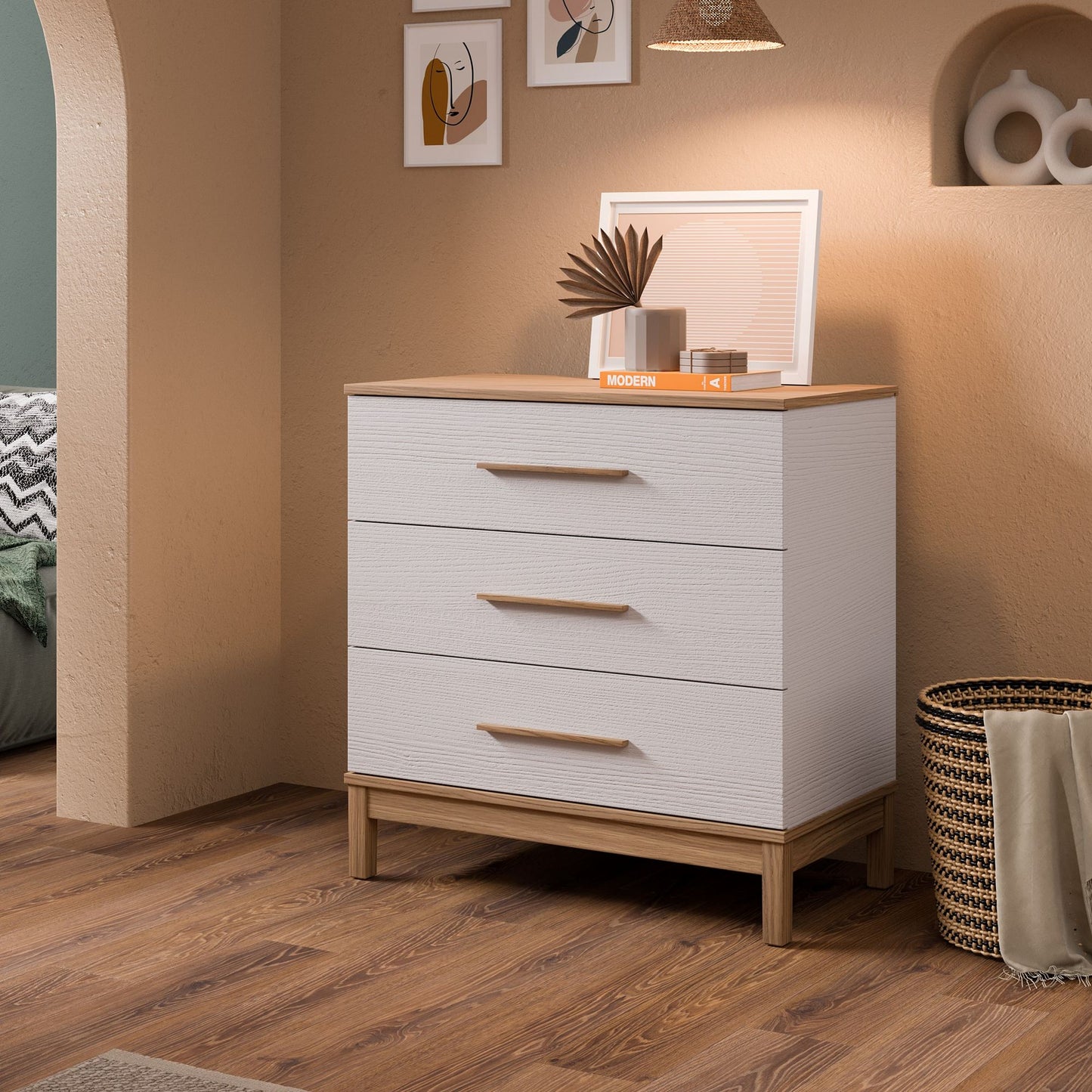 Συρταριέρα 90x91.75x48 εκ Wood / White Oak 762SRN1023