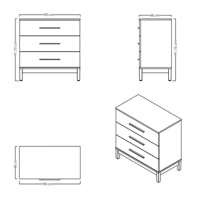 Συρταριέρα 90x91.75x48 εκ Wood / White Oak 762SRN1023