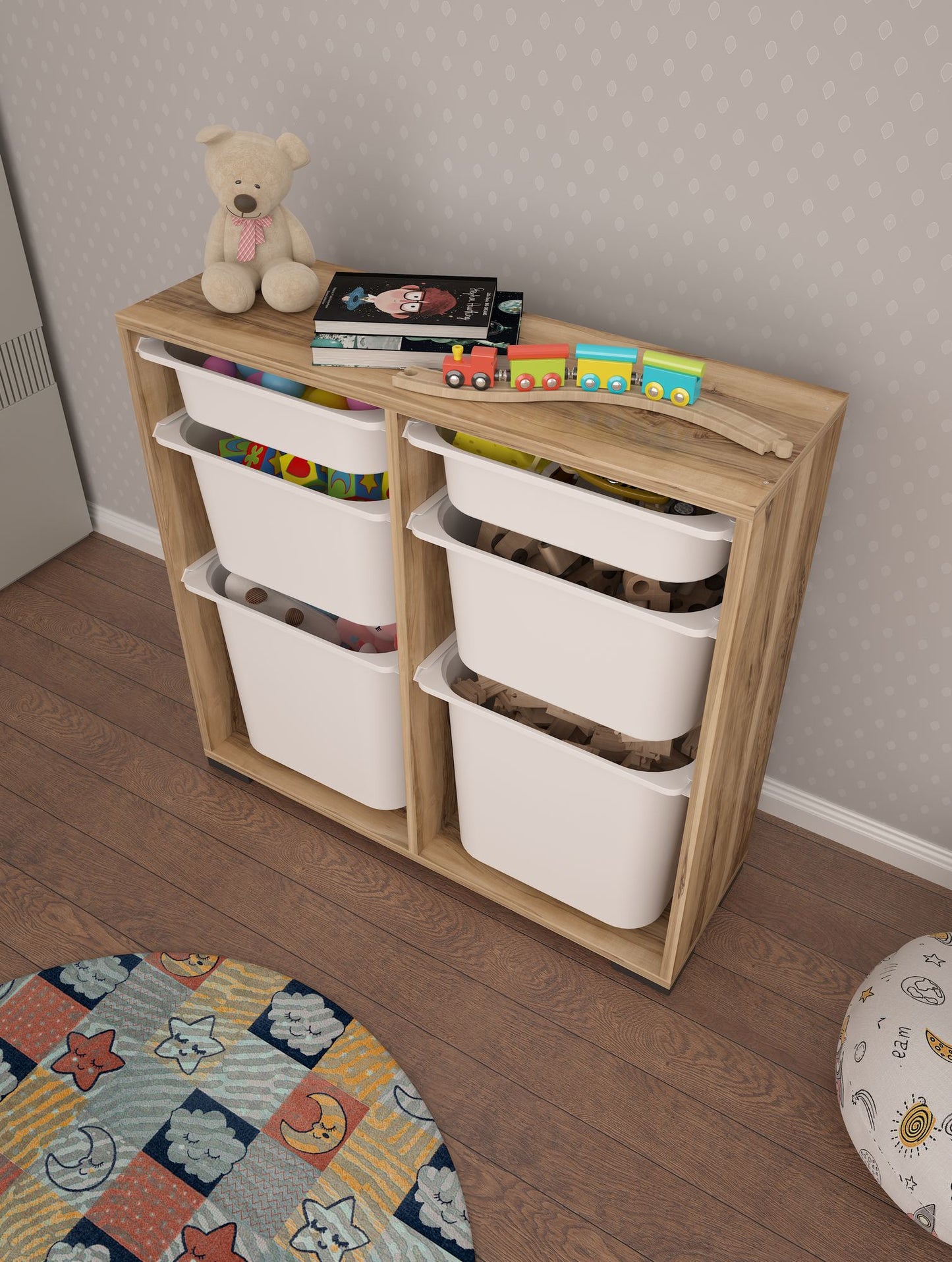 Ντουλάπι Αποθήκευσης για Παιδικό Δωμάτιο με Ράφια 90x84x30 εκ. Καρυδί - Λευκό. 768ESL1125