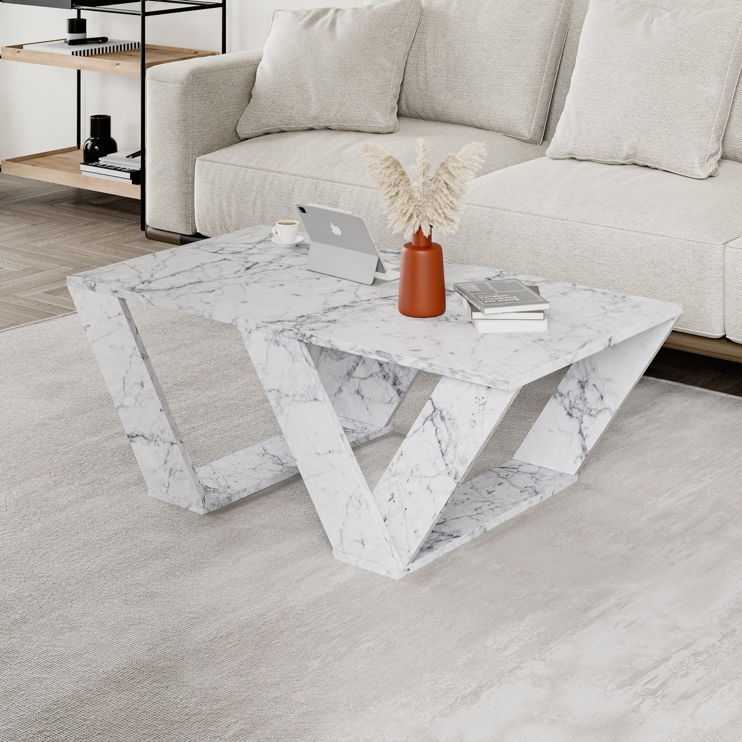 Τραπεζάκι Σαλονιού Μάρμαρο Carrara 110 x 60 x 40 εκ GR776HMS2875