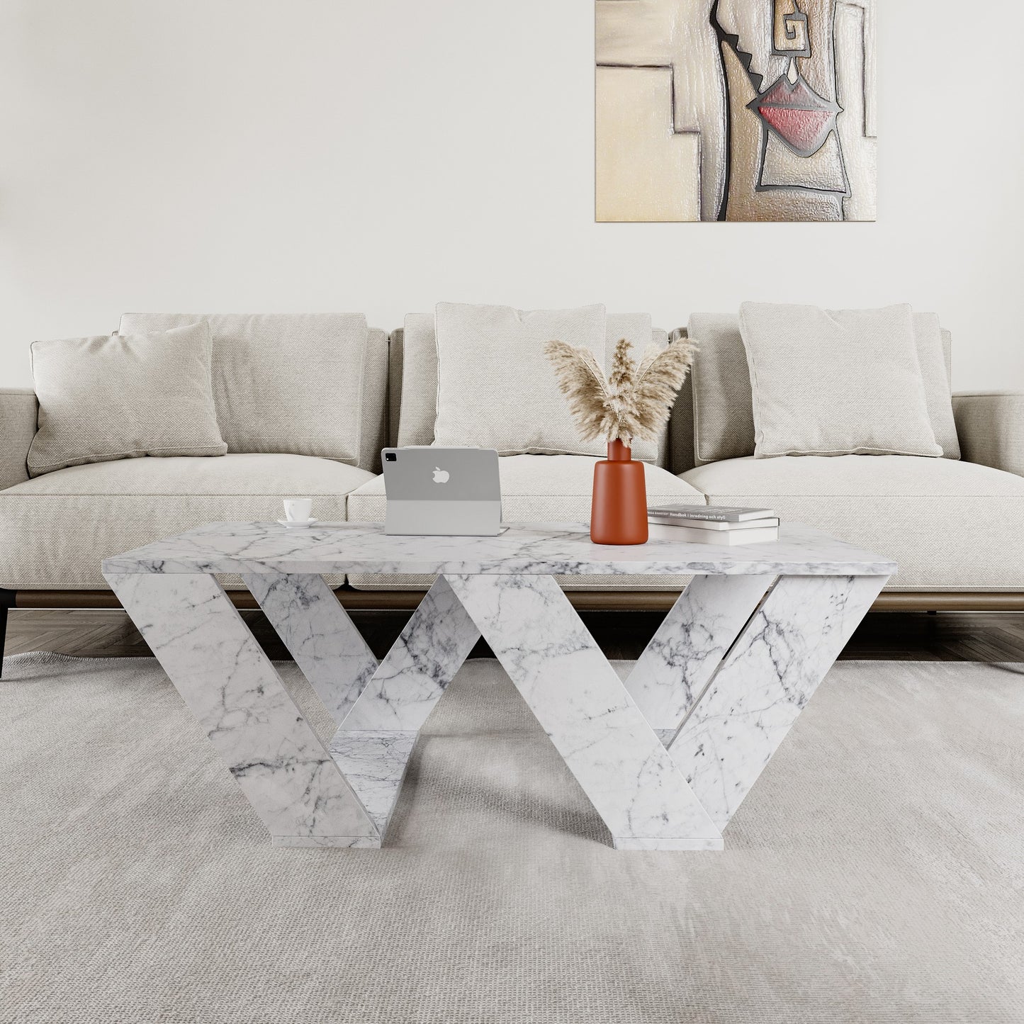 Τραπεζάκι Σαλονιού Μάρμαρο Carrara 110 x 60 x 40 εκ GR776HMS2875