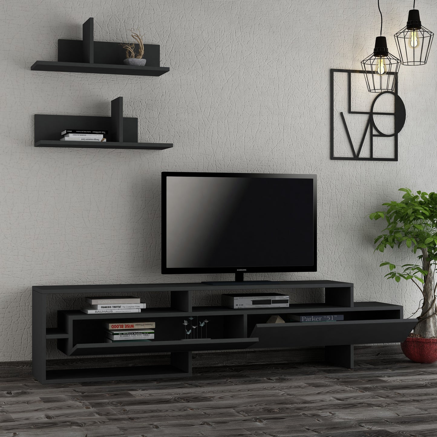 Έπιπλο Τηλεόρασης TV Βάση Σύνθεση Ανθρακί | 776HMS3014