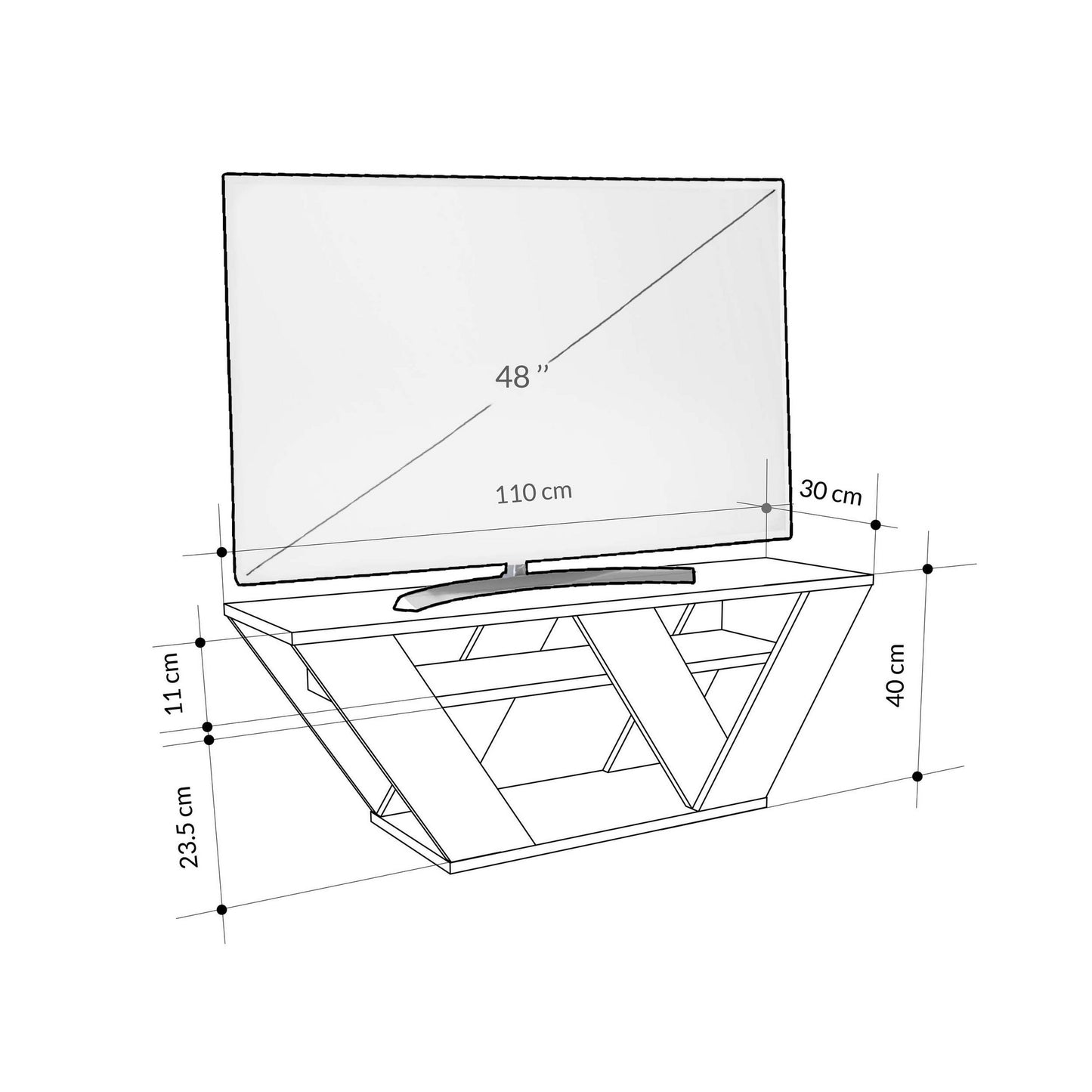 Έπιπλο Τηλεόρασης TV Βάση Σύνθεση Carrara Marble | 776HMS3131