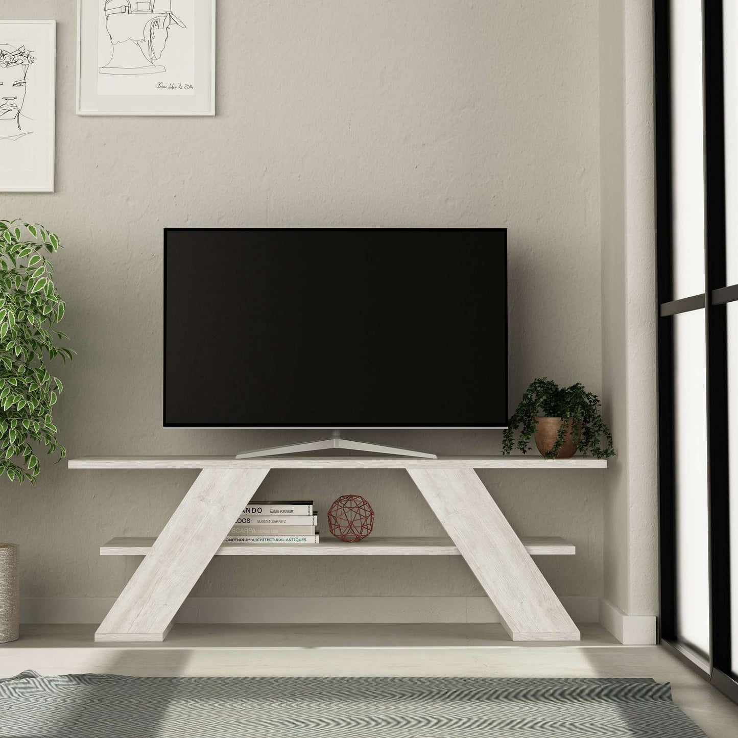 Έπιπλο Τηλεόρασης TV Βάση Σύνθεση Antique Λευκό | 776HMS3135