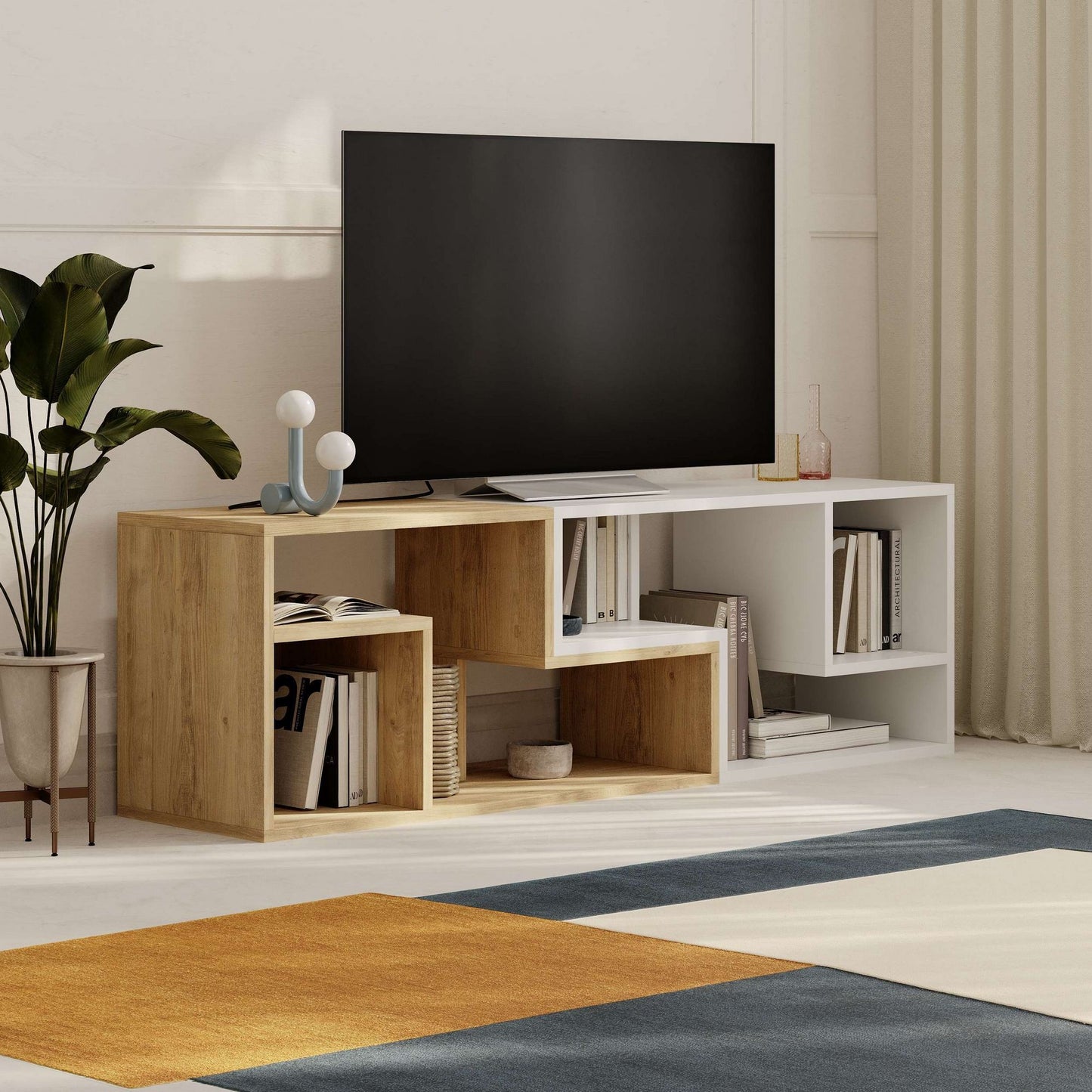 Έπιπλο Τηλεόρασης TV Βάση Σύνθεση Sapphire Δρυς Λευκό | 776HMS3142