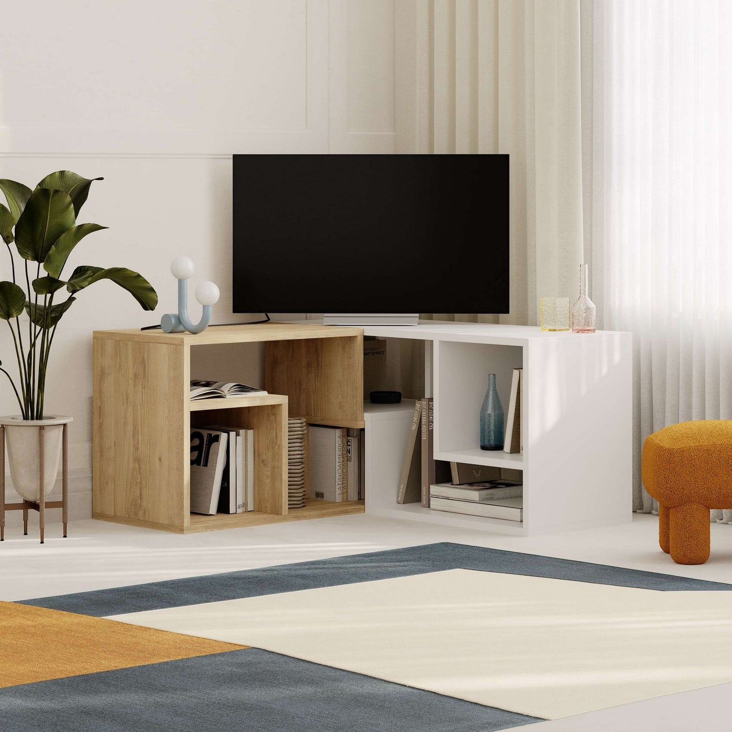 Έπιπλο Τηλεόρασης TV Βάση Σύνθεση Sapphire Δρυς Λευκό | 776HMS3142