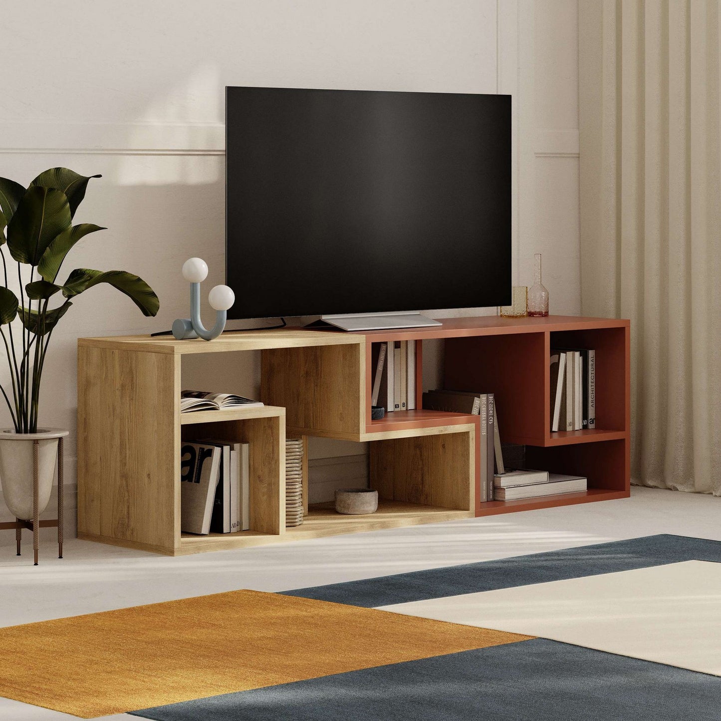 Έπιπλο Τηλεόρασης TV Βάση Σύνθεση Sapphire Δρυς Cinnamon | 776HMS3143