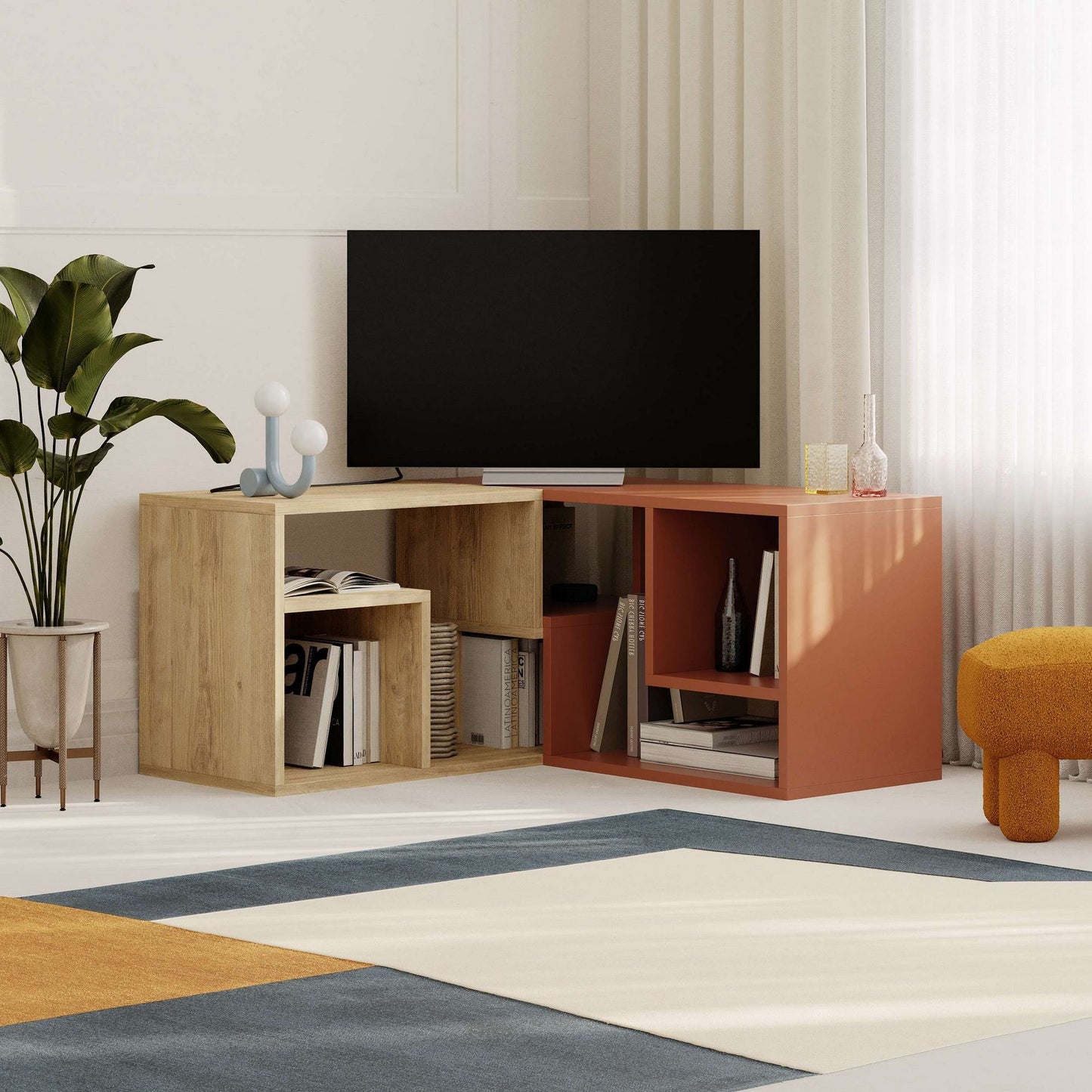 Έπιπλο Τηλεόρασης TV Βάση Σύνθεση Sapphire Δρυς Cinnamon | 776HMS3143