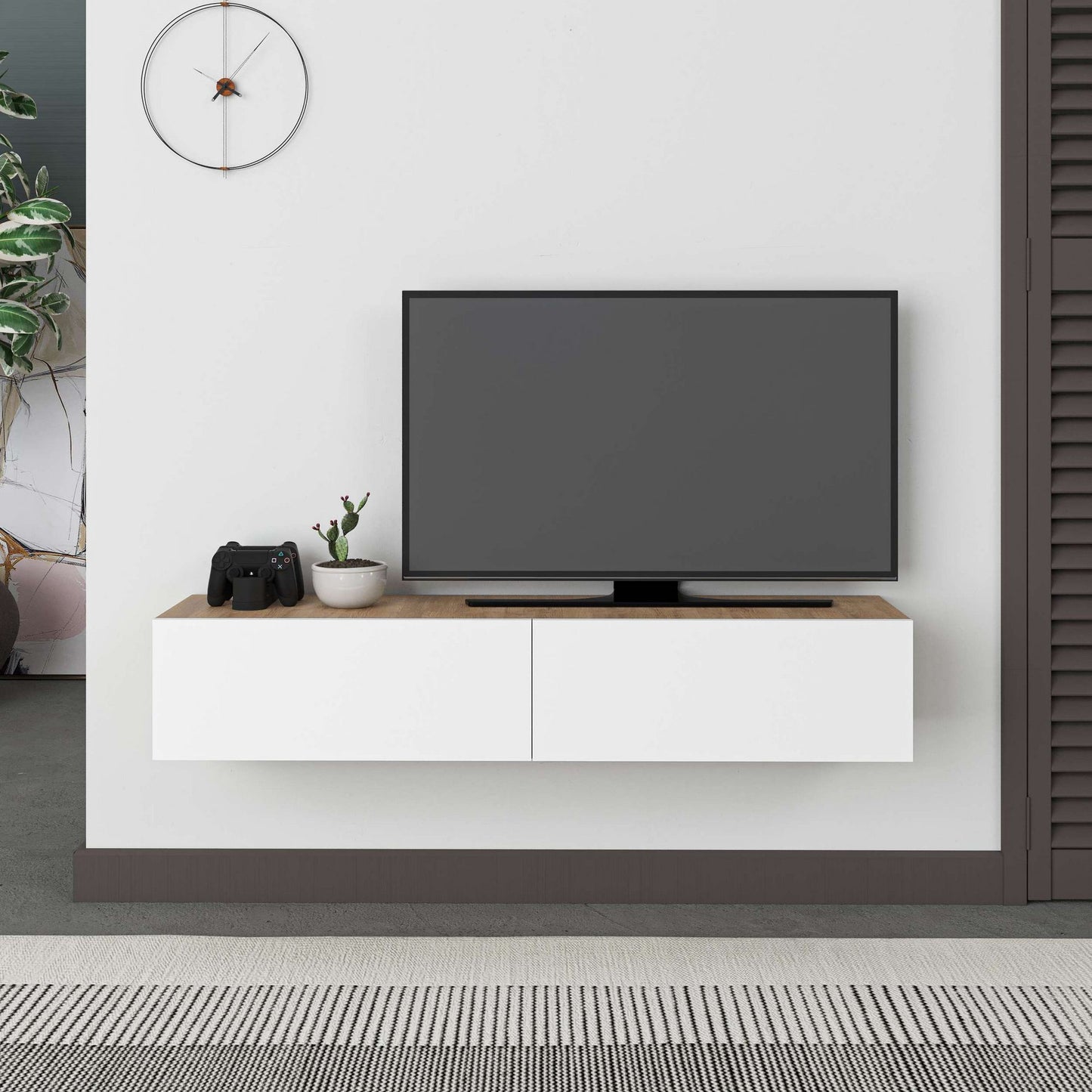 Έπιπλο Τηλεόρασης TV Βάση Σύνθεση Sapphire Δρυς Λευκό | 776HMS3153