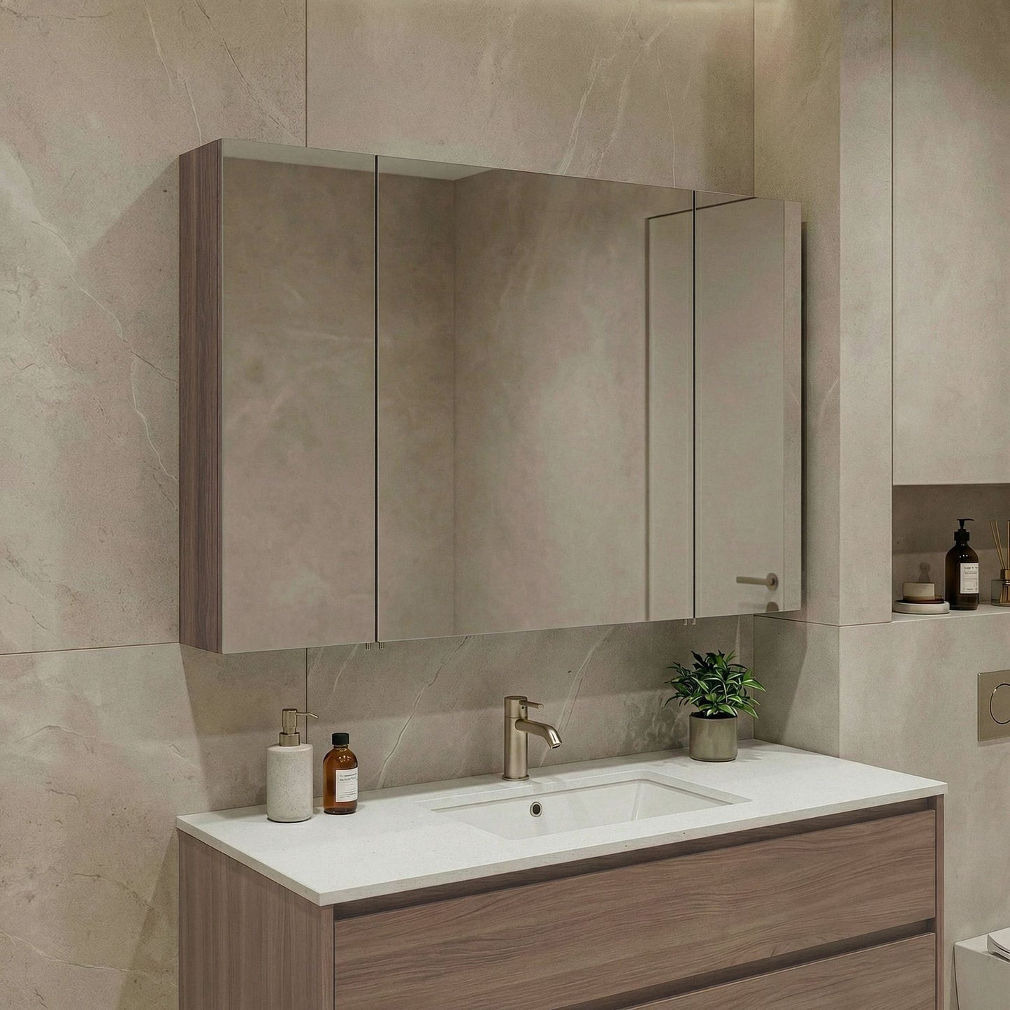 Ντουλάπι Καθρέφτης Μπάνιου 100x66x16 εκ. Dark Walnut | 785PNC1181