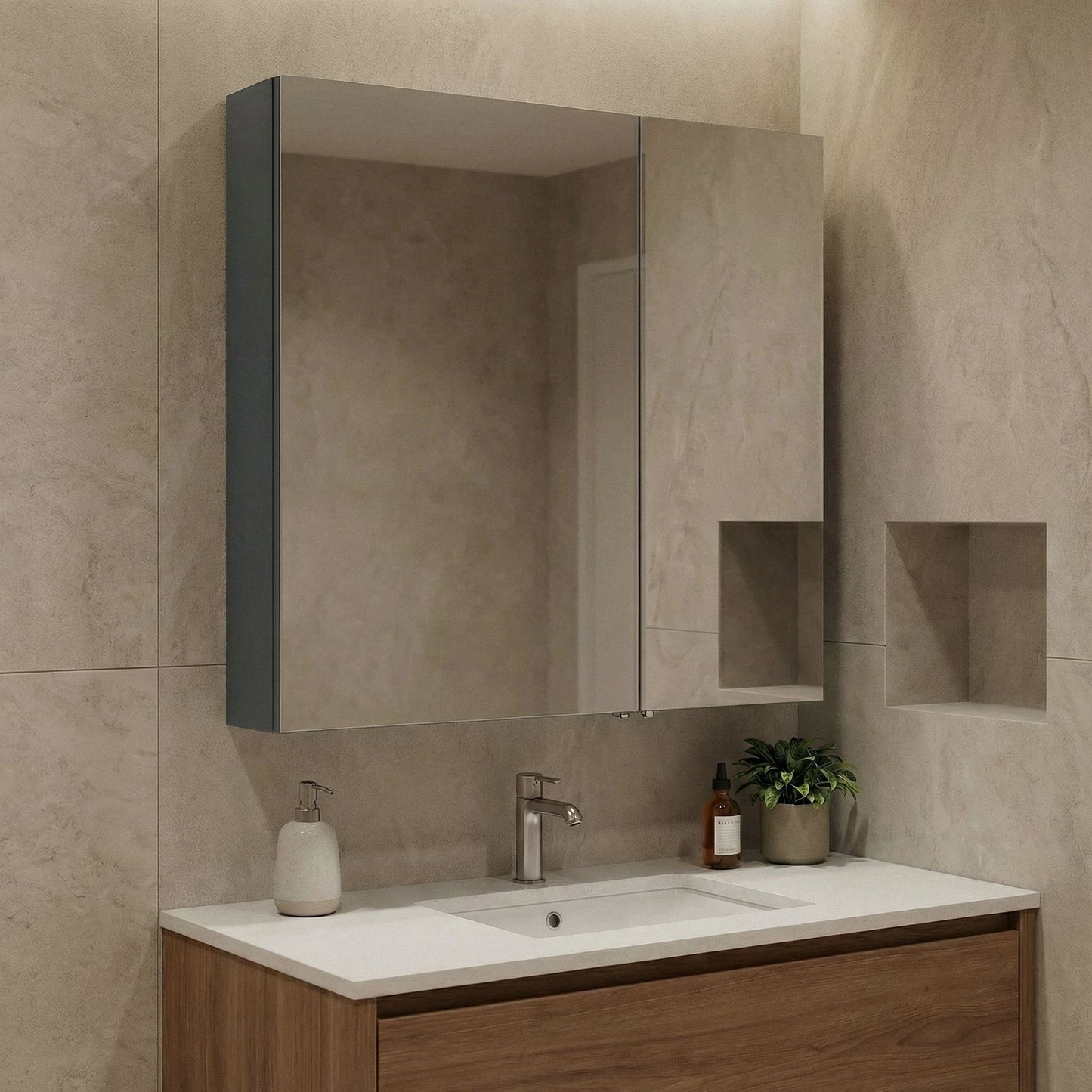 Ντουλάπι Καθρέφτης Μπάνιου 60x66x16 εκ. Matte Anthracite | 785PNC1187