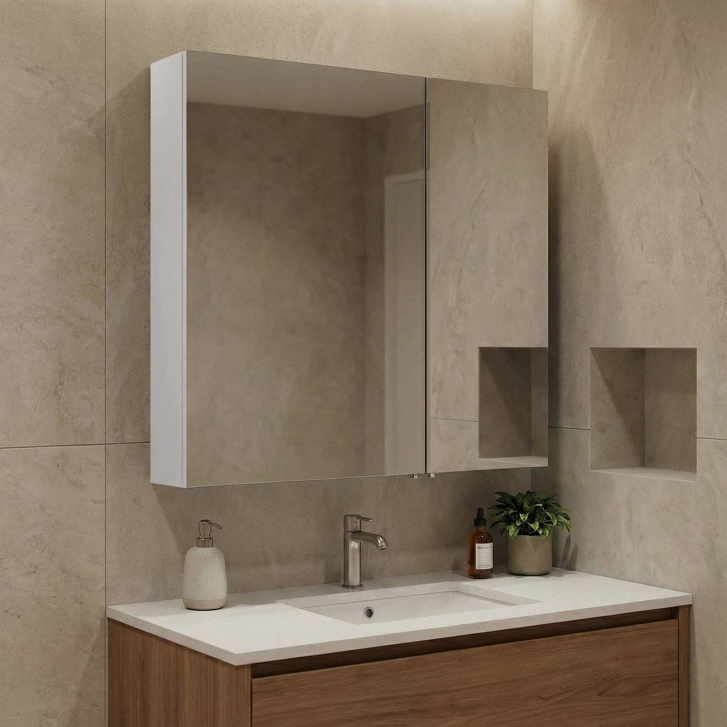 Ντουλάπι Καθρέφτης Μπάνιου 60x66x16 εκ. Matte White | 785PNC1188