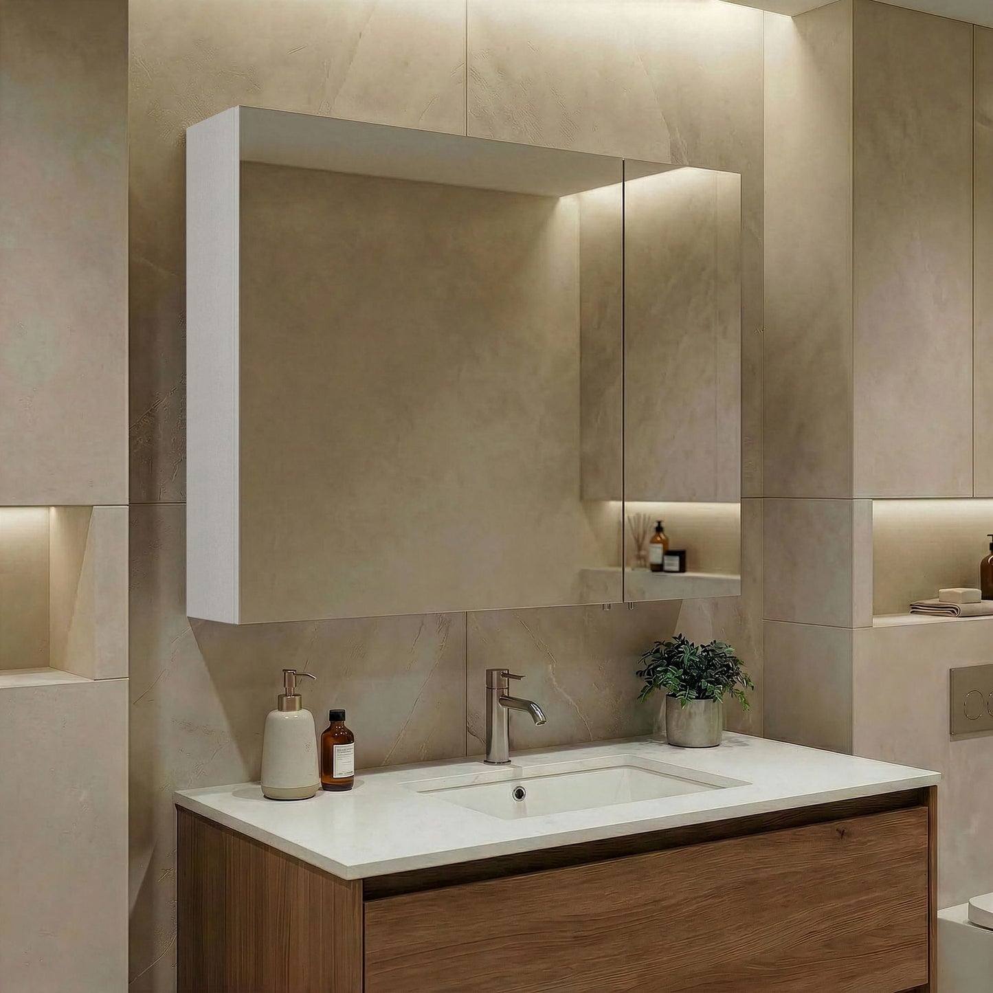 Ντουλάπι Καθρέφτης Μπάνιου 79x66x16 εκ. Matte White | 785PNC1192