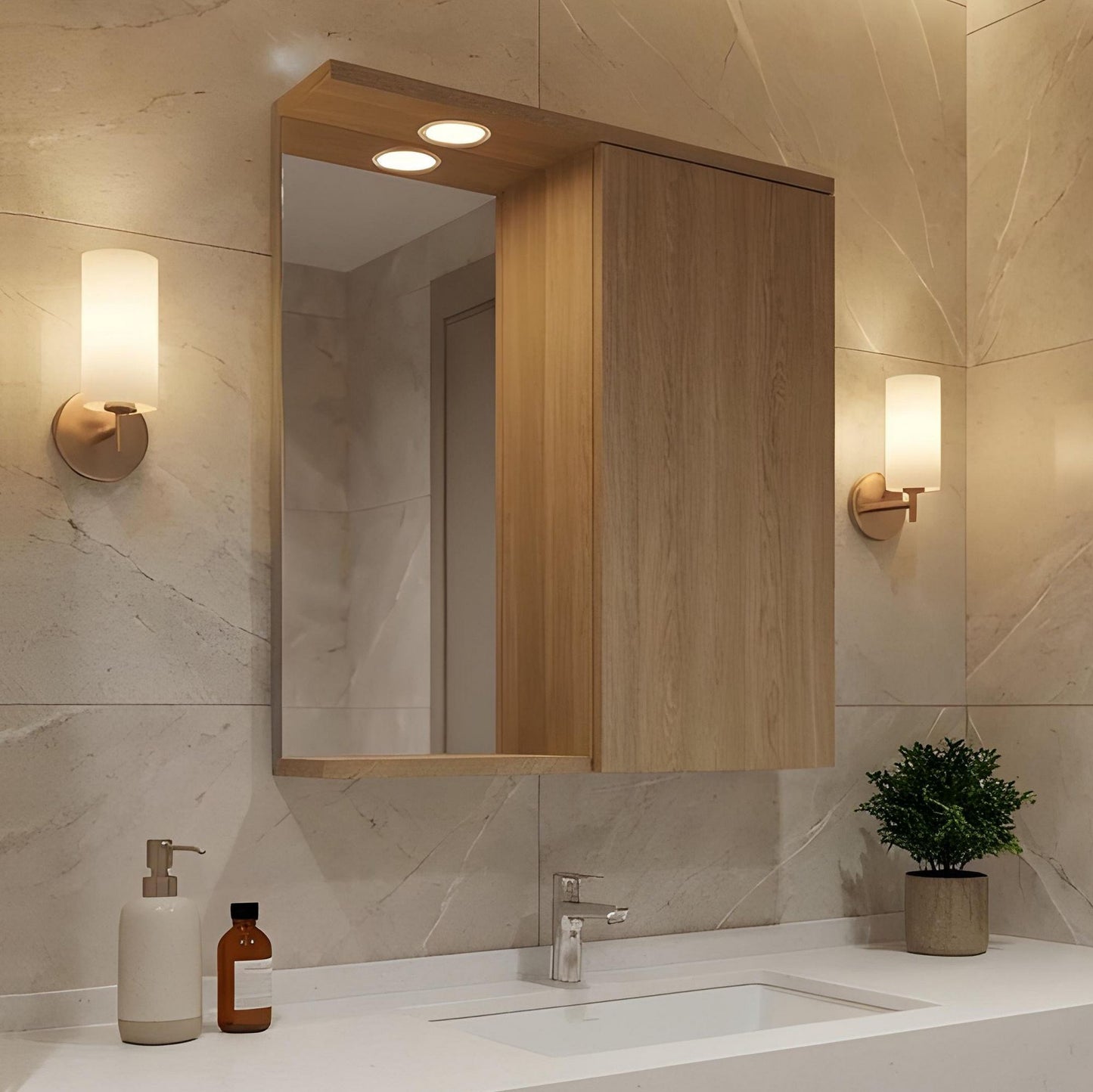 Ντουλάπι Καθρέφτης Μπάνιου 63x68x18 εκ. Sonomo Oak | 785PNC1245